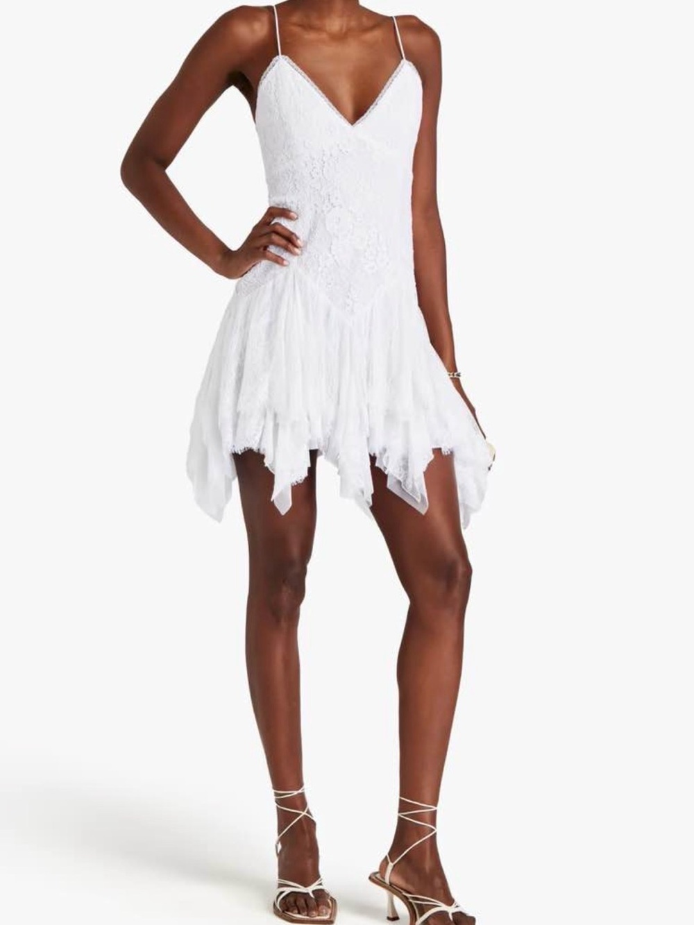 Alice + Olivia White Paneled Lace Mini Dress